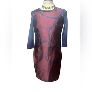 LAUREN RALPH LAUREN Blue Burgundy Dress 👗 Medium